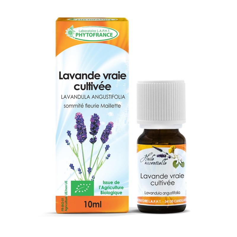 Tisanes Fouché - Huile essentielle de lavande vraie bio : Lavandula  officinalis angustifolia - France- Flacon de 10 ml
